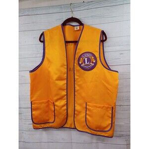 Vtg La Vernia TX Lions International Club Vest Yellow Sz L